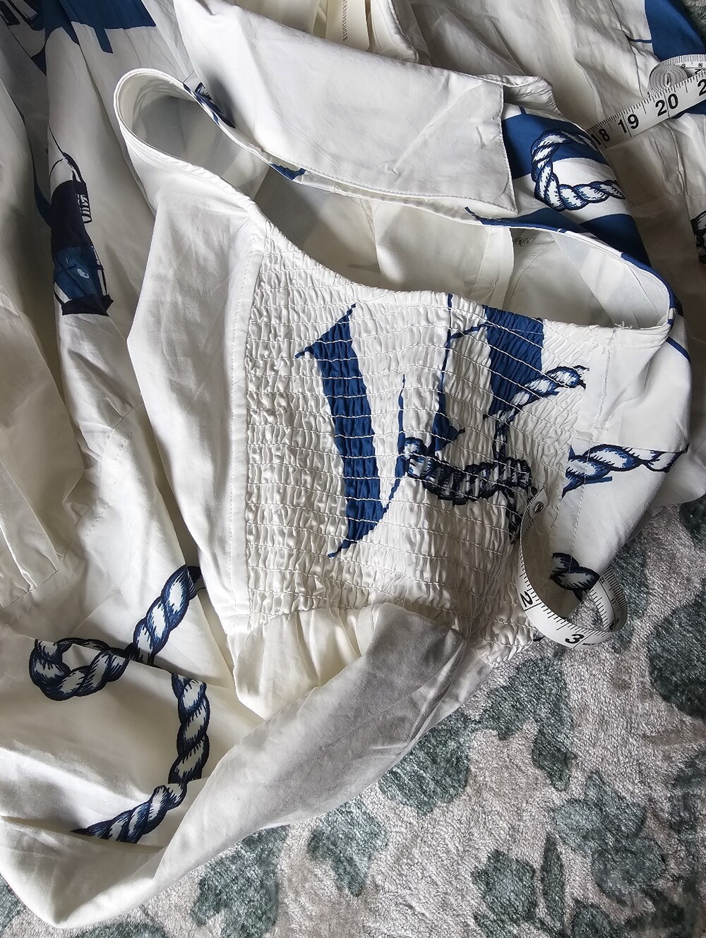 NWT Anthropologie White & Blue Nautical Print Midi Shirtdress Sz M - Picture 11 of 11